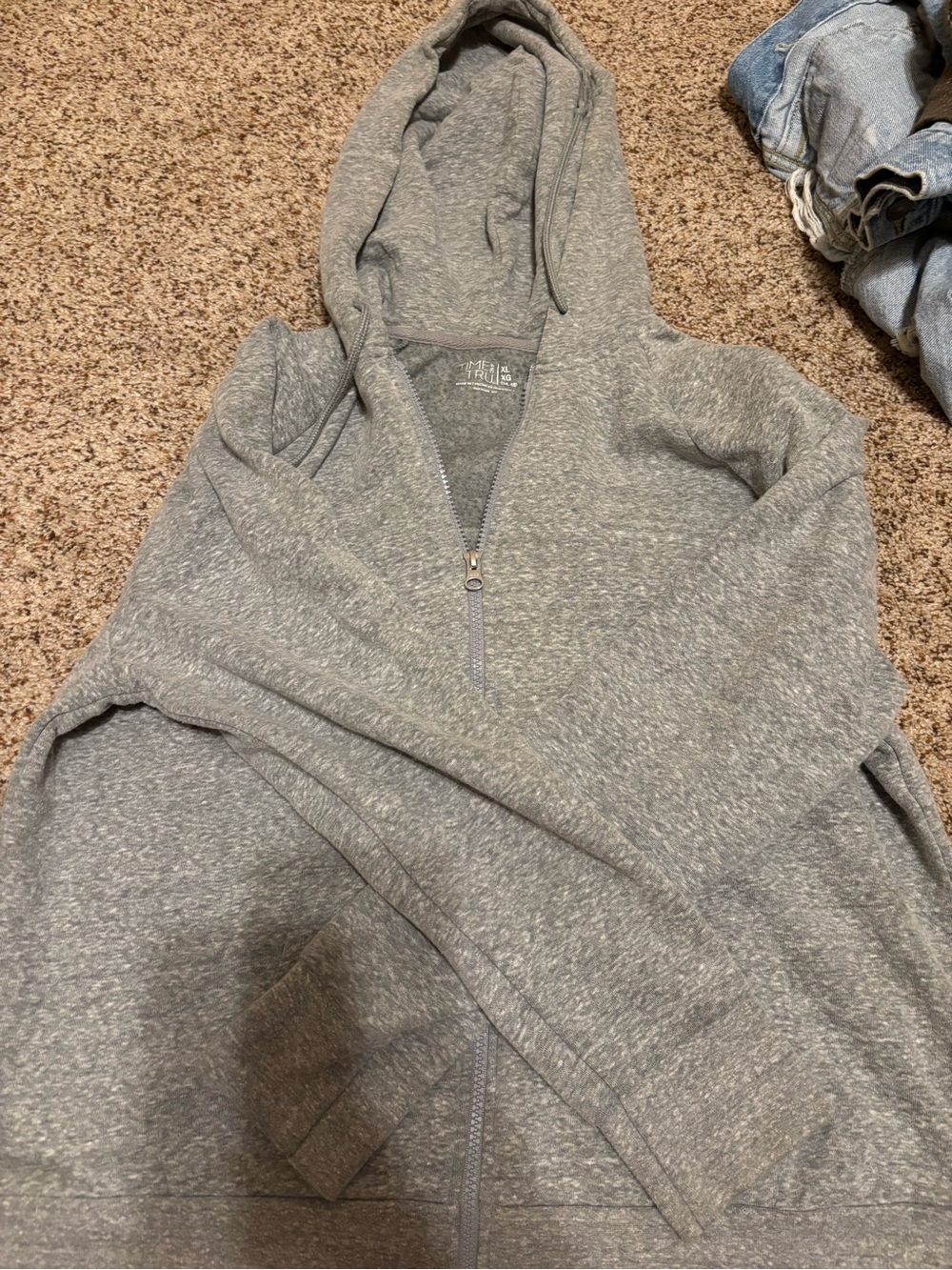 Time and Tru Men's Heather Grey Full-Zip Hoodie